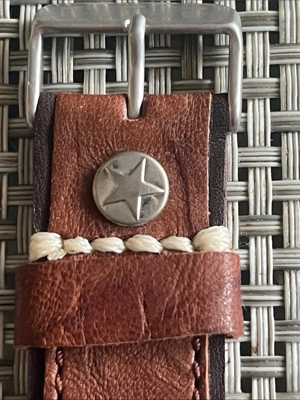 Lucky Brand Silver-Tone Case Watch with Brown Leather Strap